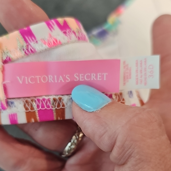 Victoria's Secret (2) Pink and Blue Bikini Tops with Adjustable Straps - Picture 2 of 6